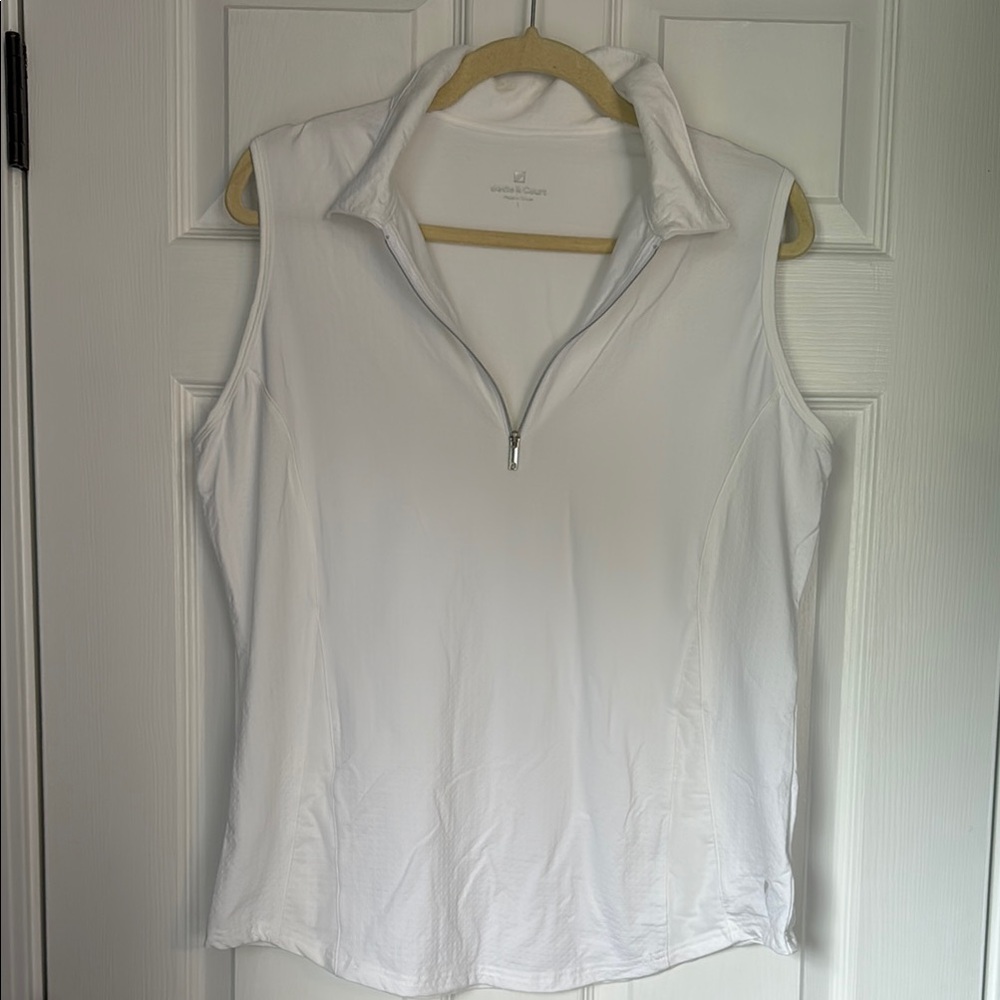 White Polo Tank Top with Sleeveless Design